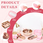 26 Rose Gold Esthetician Supplies Kits 3 Facial Bowls Large Spa Bowls 3 Fan Brushes Makeup 3 Face Mask Brushes Salon Tray 3 Section Skincare Tray 12 Face Sponge Compressed 2 Spa Headbands for Women