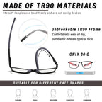 Hubeye Photochromic Reading Glasses for Men and Women TR90 Sport Reader Anti Glare UV Ray Filter （Matte black+Matte blue+Transparent，+2.5