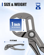 WORKPRO Mini Water Pump Pliers, 4-Inch Groove Joint Pliers, Fast Adjustable Tongue and Groove Plier with 15-Position Push-Lock, V-Jaw for Multi-Surface Grip, EDC Plier for Tight Spaces & Versatile Use