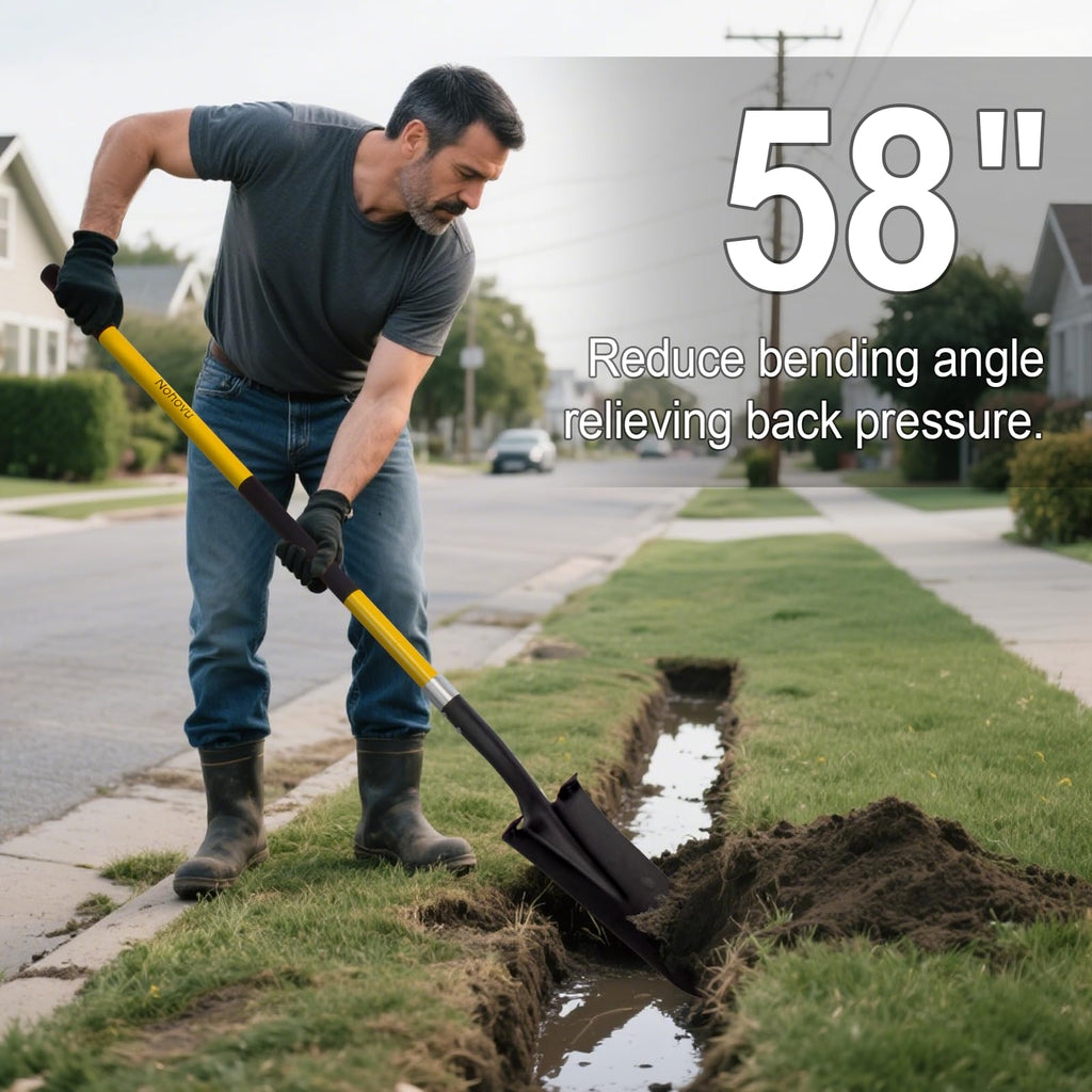 Nohovu Shovel for Digging, Heavy Duty Shovel with Fiberglass Handle, 58 Inches