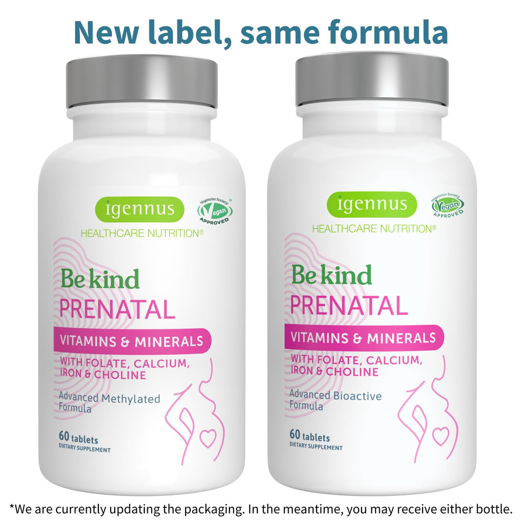 Igennus Methylated Prenatal Multivitamin for Women, Folate for MTHFR, High Absorption, Pure & Clean, Gentle Iron, Choline, Calcium & Magnesium, Vegan Pregnancy Vitamins, Halal, Non-GMO, 60 Tablets