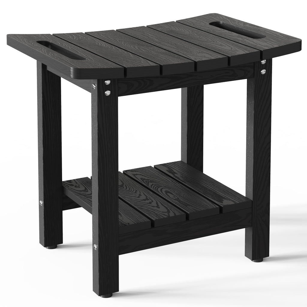 oridom HIPS Shower Benches for Inside Shower, Shower Stool with Space-Efficient Storage Shelf, Waterproof Shower Chair Seat for Spa Bathroom(Black)