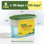 Premium Moisture Absorbers and Dehumidifier Tubs – High-Efficiency Closet Dehumidifier and Dehumidifier for Car, Odor Control Lemon Scent, 6 Pack, 7.5 Oz