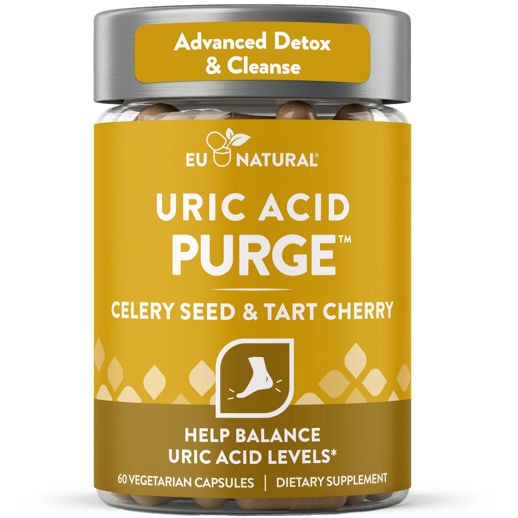 Eu Natural Purge Uric Acid Flush - Eat & Drink What You Want - Uric Acid Support for Joints & Mobility with Celery Seed, Tart Cherry & Chanca Piedra - 60 Vegetarian Capsules