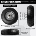 Storystore 2-Pack 4.10/3.50-4 Tire and Wheel - 10 Inch Solid Rubber Tire Wheels with 5/8" Bearings, 2.2" Offset Hub for Hand Truck, Trolley Dolly, Garden Cart and Wheelbarrow