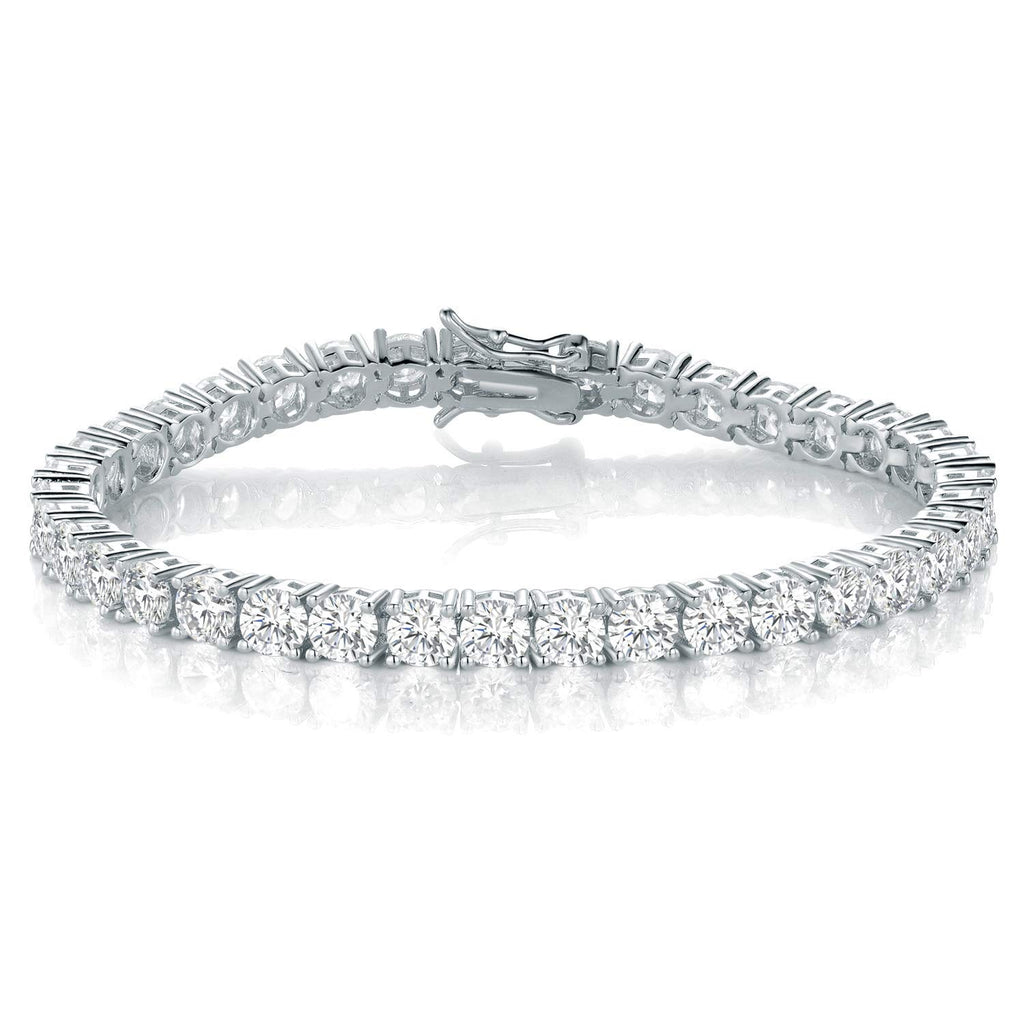 Gemsme 4.0MM Tennis Bracelets for Women - 18K White Gold Plated 4mm Round Cut Cubic Zirconia Classic Tennis Bracelet for Women/Men 7 inch