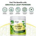 Vegs Graviola Soursop Leaf Powder - The Single Origin, True Green, Organic Graviola Leaves Powder - Gentle Dried & High Potency Soursop with Powerful Antioxidants, Vitamins – No Sugar, Non-GMO, 8 oz