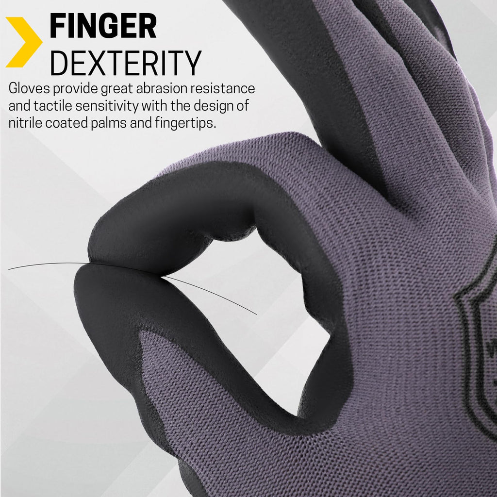 FURWEY Safety Work Gloves,16 Pairs Nitrile Micro Foam Coated,Seamless Knit,Size L