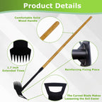 60" Wood Handle Weed Puller Tool, 7-Tine Garden Hoe, Secure Fit, No Bending