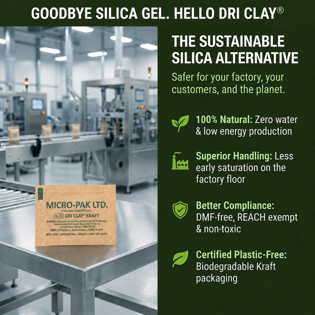 Micro-Pak Dri Clay Kraft, Highest Moisture Absorption Desiccant Packs, Silica Gel Packets Alternative, Food Safe Bentonite Clay, Desiccant Packs for Storage, Moisture Absorbers for Closet, 6gx100pcs