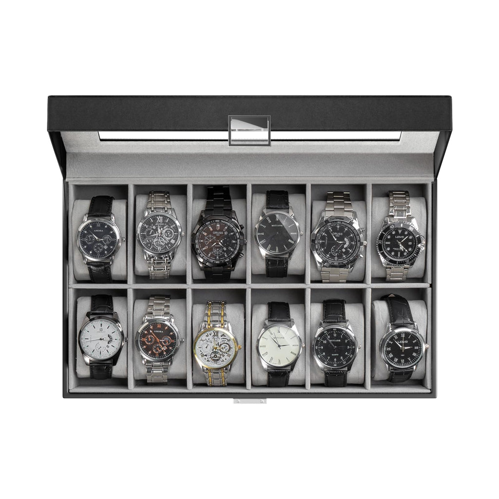 ProCase Watch Box Organizer, 12 Slot Watch Display Case, Black