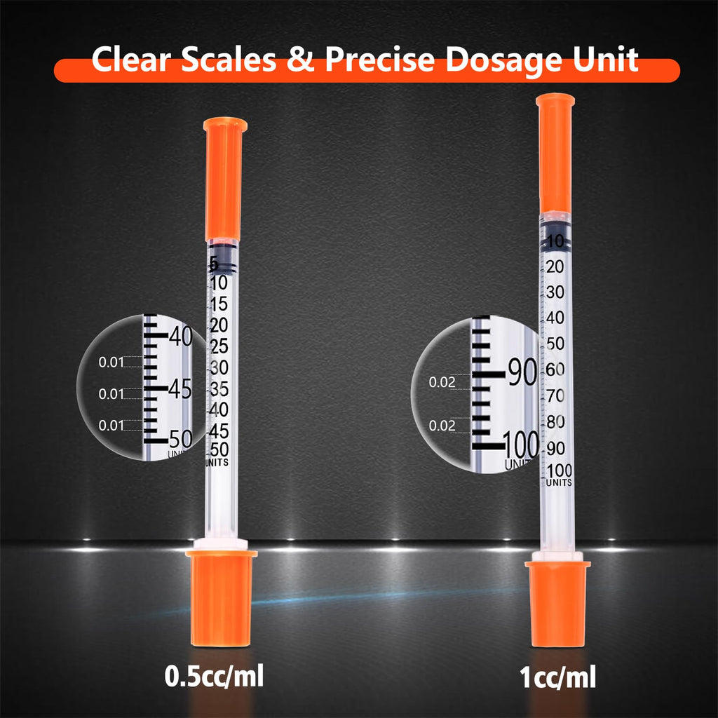 0.5 ml/cc Syringe 30G 5/16 Inch, U-100 Scientific Lab Supplies, Individual Wrapped, 100 Pack