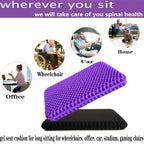 NC Gel Seat Cushion, Breathable Honeycomb Design Seat Cushion ，Body Pressure Distribution Portable Seat Cushion，Gel Seat Cushion for Back Pain Suitable for Home Office Chair Car (Purple+Black)