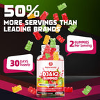 Natures Aid Sugar-Free Vitamin D3 K2 Gummies with Calcium + K2 (MK-7), Magnesium Citrate, Vitamin C, Extra Strength - Ultimate Absorption for Bone Muscle Teeth Immune, Vegan - 60 Gummies