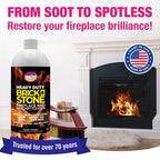 Quick'n Brite Fireplace Brick and Stone Cleaner 32oz with Scrub Brush - Natural Stone, Tile, and Marble Cleaner - Indoor Fireplace and Wood Stove Cleaning Kit - Pellet Stove Creosote Remover