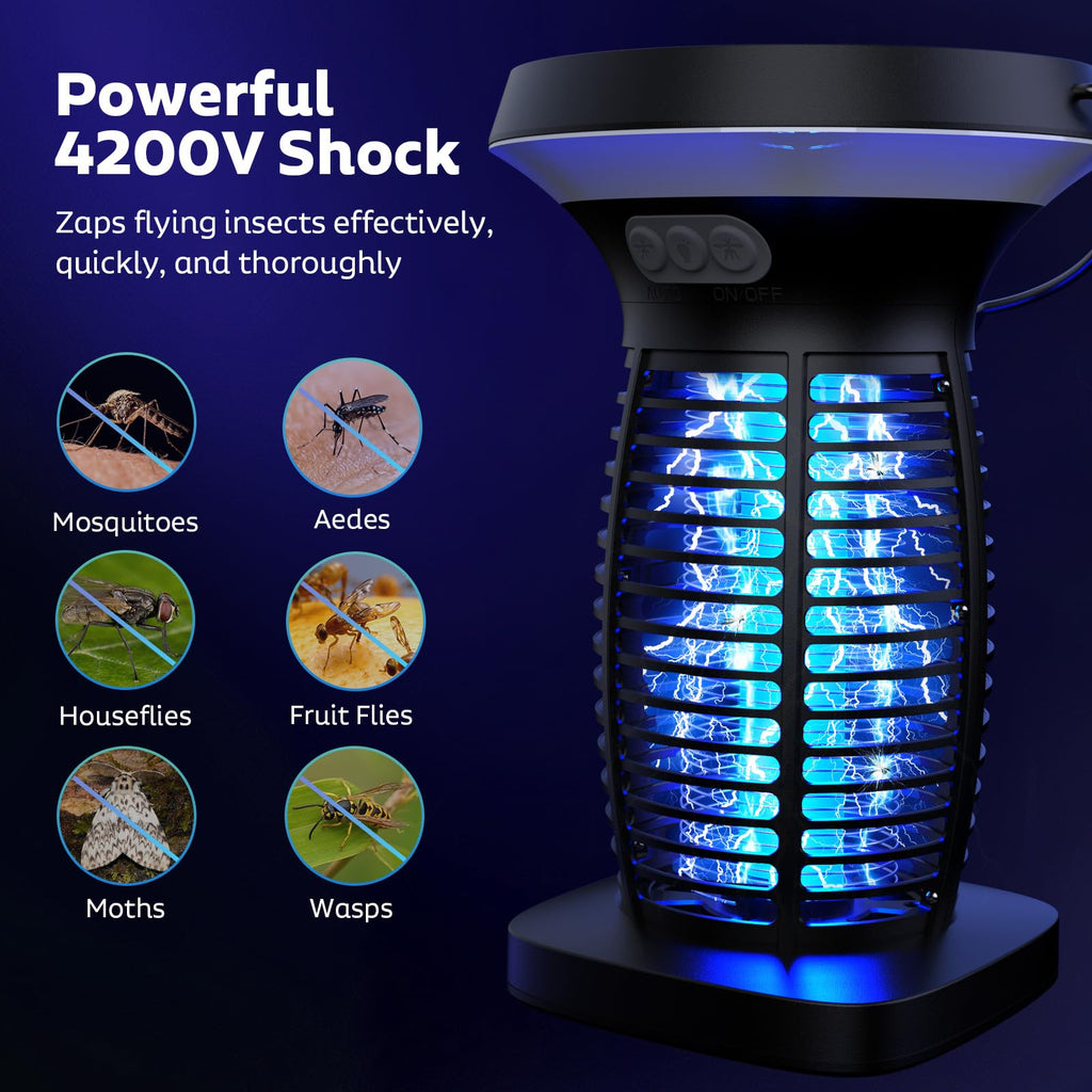 OnBeam Solar Bug Zapper Outdoor, 4200V Electric Mosquito Killer for Patio