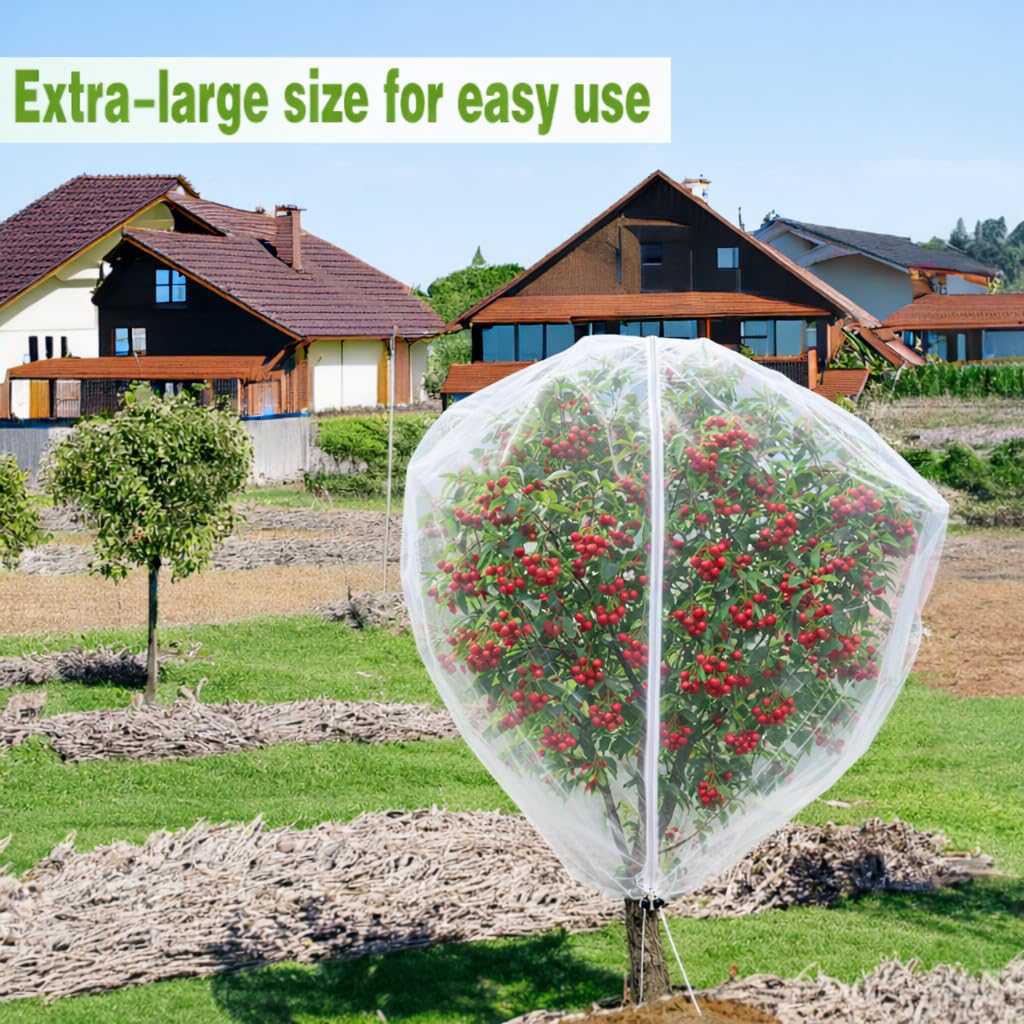 1Pack 13x13ft Large Fruit Tree Netting with Zipper and Drawstring – Anti-Insect, Anti-Bird Protection for Apple, Peach, Cherry Trees and Vegetables – Ideal for Home Gardens,Small Organic Farms