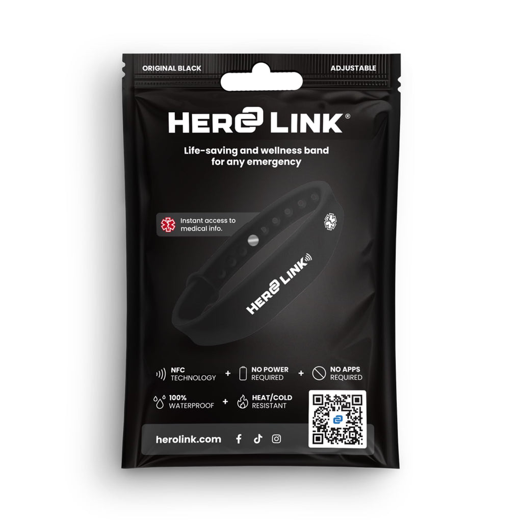 Medical ID Bracelet | Waterproof NFC Silicone Band | Original Black