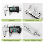 SCITOOLS Digital Caliper 0-6" Measuring Tool with Metal Ruler, Micrometer Caliper with Auto-Off Feature, Interchangeable Between inches and millimeters for DIY/Household and 3D Printing, Black