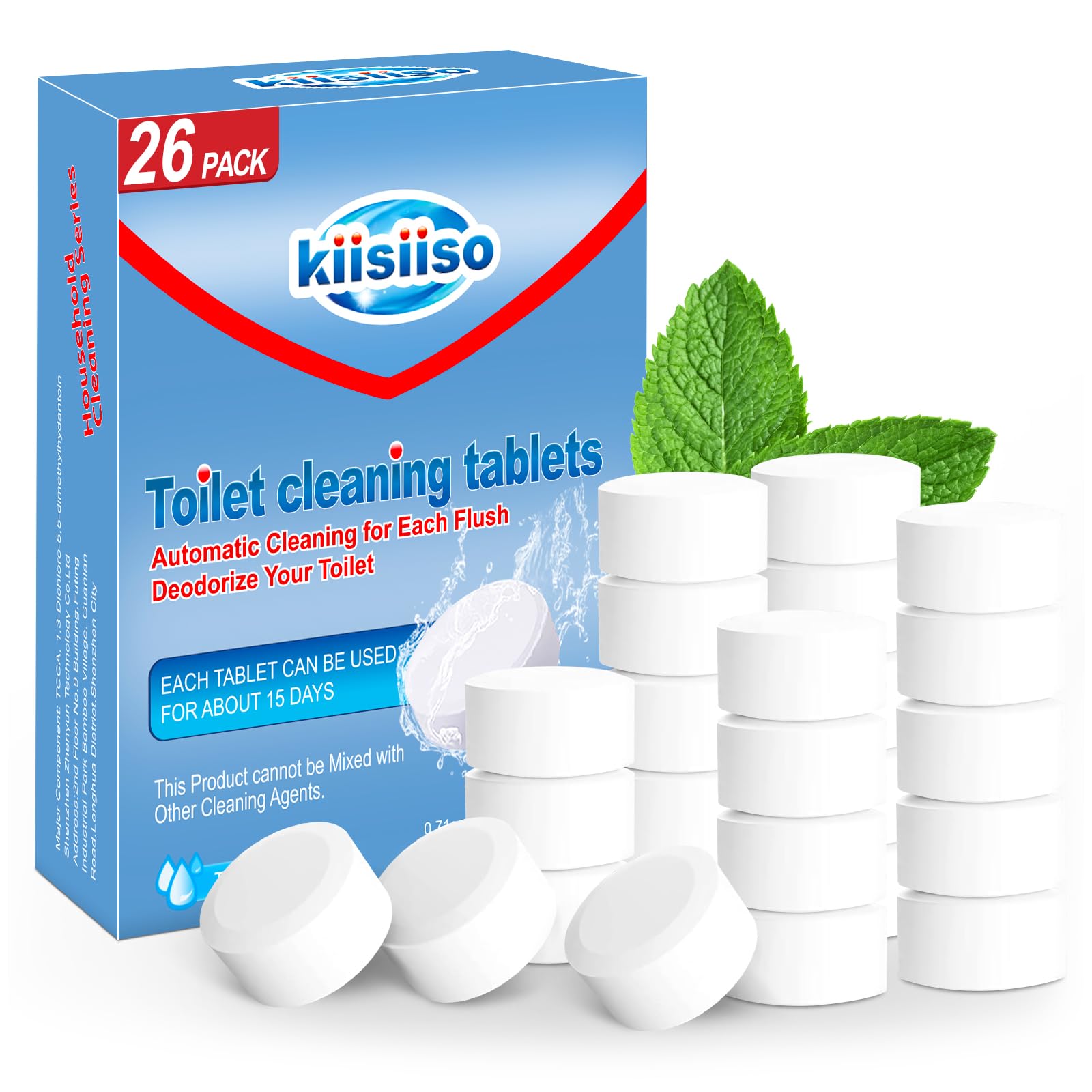 KIISIISO Toilet Bowl Cleaners 26 PACK, Automatic Toilet Bowl Cleaner Tablets for Deodorizing & Descaling, Long-Lasting Cleaning Tablets for Toilet Tank Against Tough Stains