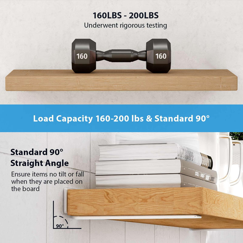 Shelf Brackets, Heavy Duty Floating Shelf Brackets 10-Inch Long, 6-Pack Brackets for Shelves, Matte White L Hidden Metal Wall Shelf Support Shelving Brackets, 1/5-Inch Thick 160 lb. Load Capacity