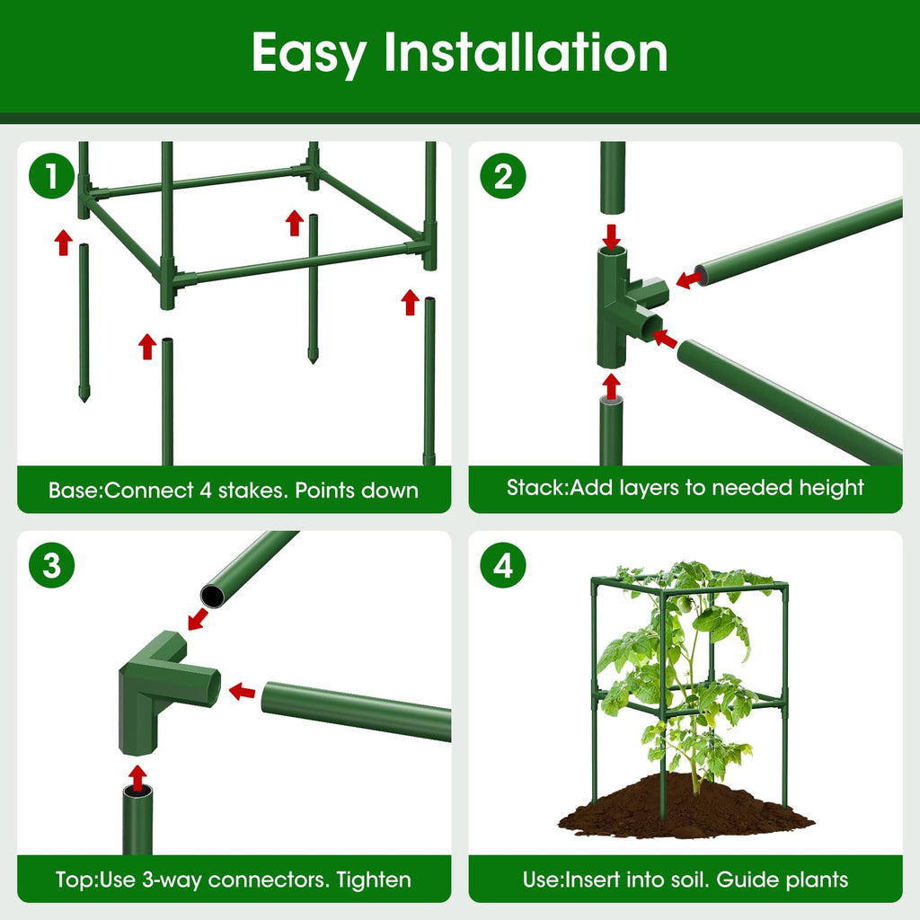 MQHUAYU 4 Pack Tomato Cage for Garden Support, 43 inch Tall Adjustable Plant Support Stakes, Tomato Trellis Extra Bold for Climbing Vegetables Plants Flowers