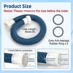 Conderyang 24inch 1 1/2" Pool Sand Filter Pump Hose For Above Ground Pool 2ft 1.5 Inch Eva Pool Sand Pump Replacement Hose For Saltwater Systems And Sand Filters (Blue)