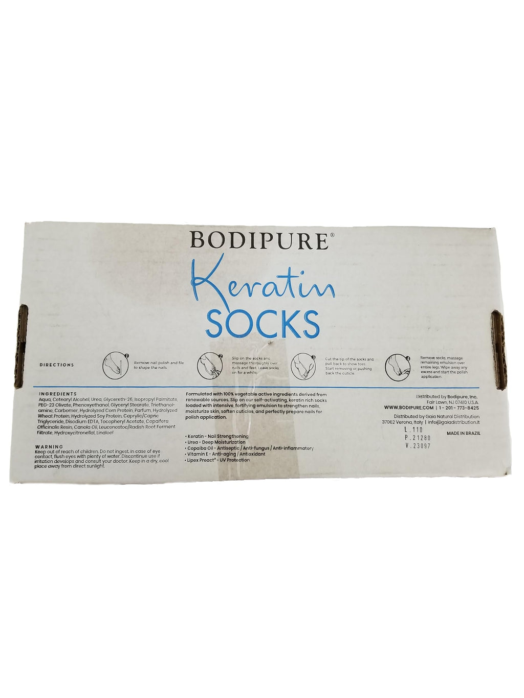 Bodipure All-In-1 Moisturizing Foot Mask | Keratin & Vitamin E Foot Mask for Dry Cracked Feet, Callus & Heel Softening | Easy-to-Use Pedicure Foot Repair | Chemical-free Feet Treatment | 50 Pairs