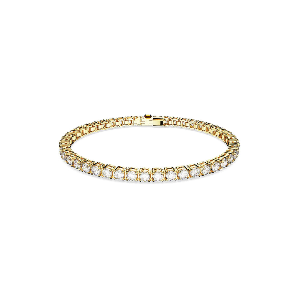 Swarovski Matrix Tennis Bracelet, Round Clear Stones on Gold-Tone Finished Band, Size M, Part of the Matrix Tennis Collection