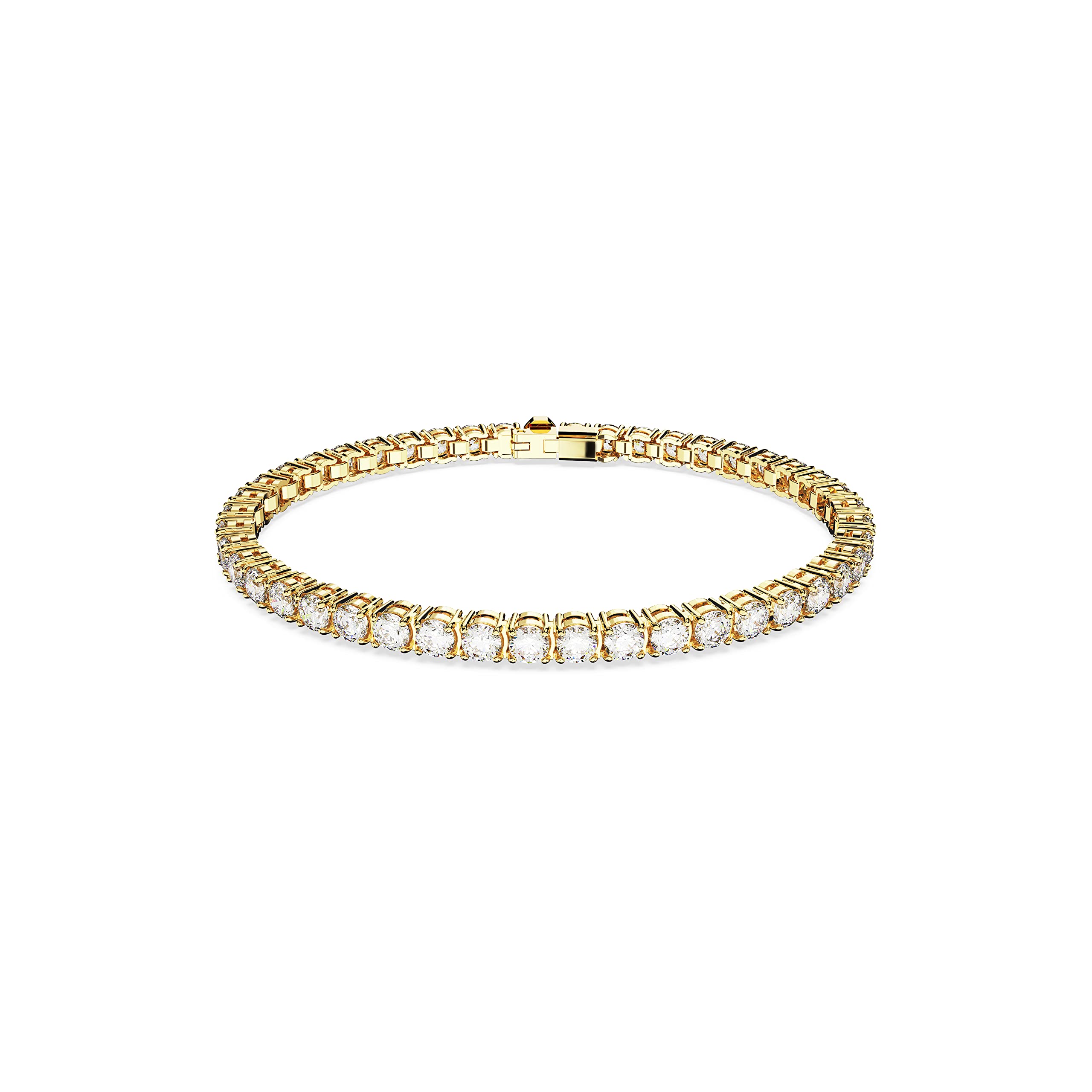 Swarovski Matrix Tennis Bracelet, Round Clear Stones on Gold-Tone Finished Band, Size M, Part of the Matrix Tennis Collection