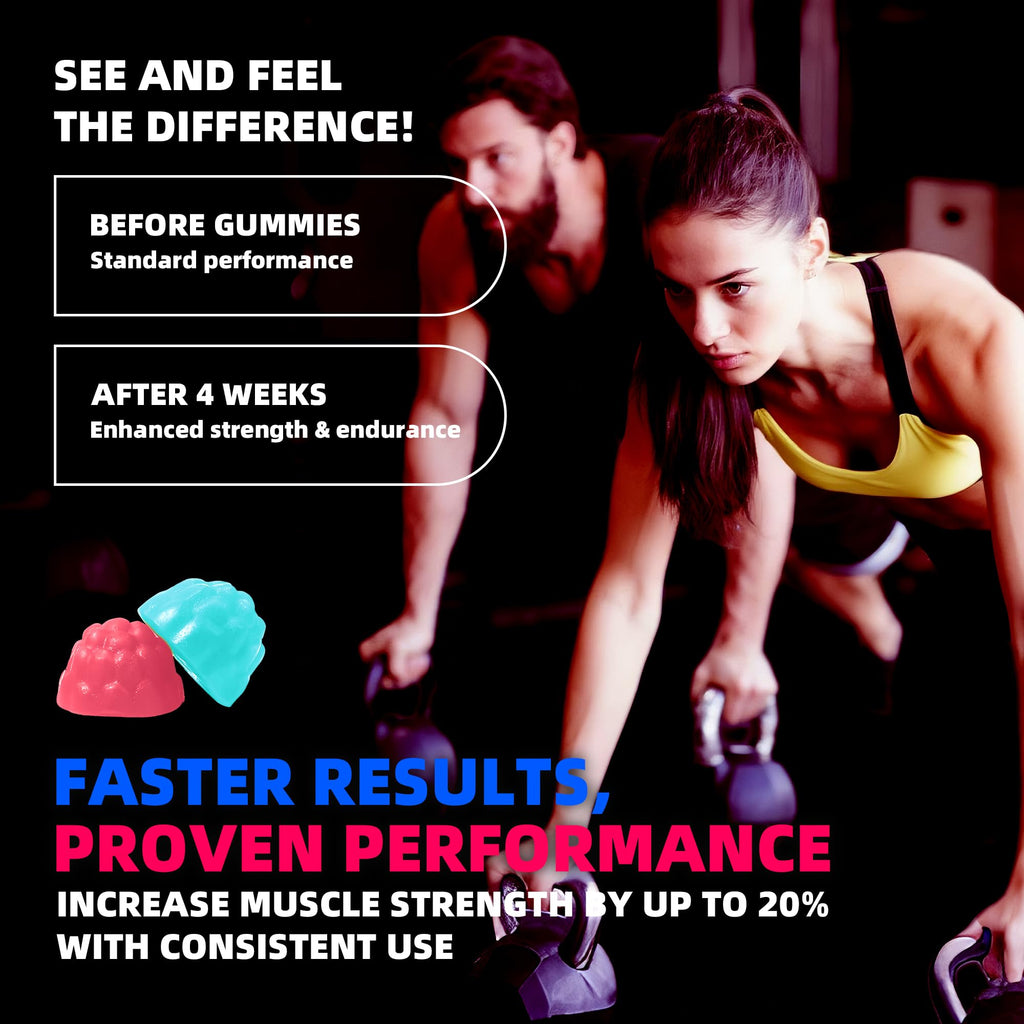 NSF Certified Creatine Gummy 5g - Creatine Monohydrate Gummies for Men & Women. Boost Focus,Strength, and Endurance, Anti-Melting Formula, Vegan, Gluten-Free, Non-GMO,(Raspberry & Blueberry 135 ct)