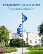 Cyan Oasis Wind Spinners Outdoor, 93" Large Metal Wind Spinners for Yard and Garden, Kinetic Wind Sculptures & Spinners with Stake, Windmill for Yard Art Decor (Peacock Spiral)