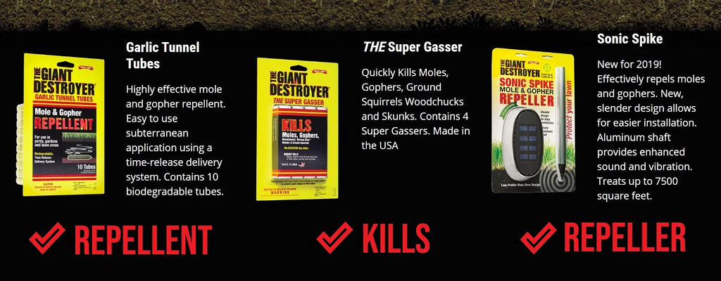 The Giant Destroyer (Gas Killer) (1Pack of 4 Tubes) Kills Moles, Gophers, Woodchucks, Norway Rats, Skunks, Ground Squirrels in Their Holes, Tunnels, Burrows. NO Dealing w/Dead pest, Better Than Traps
