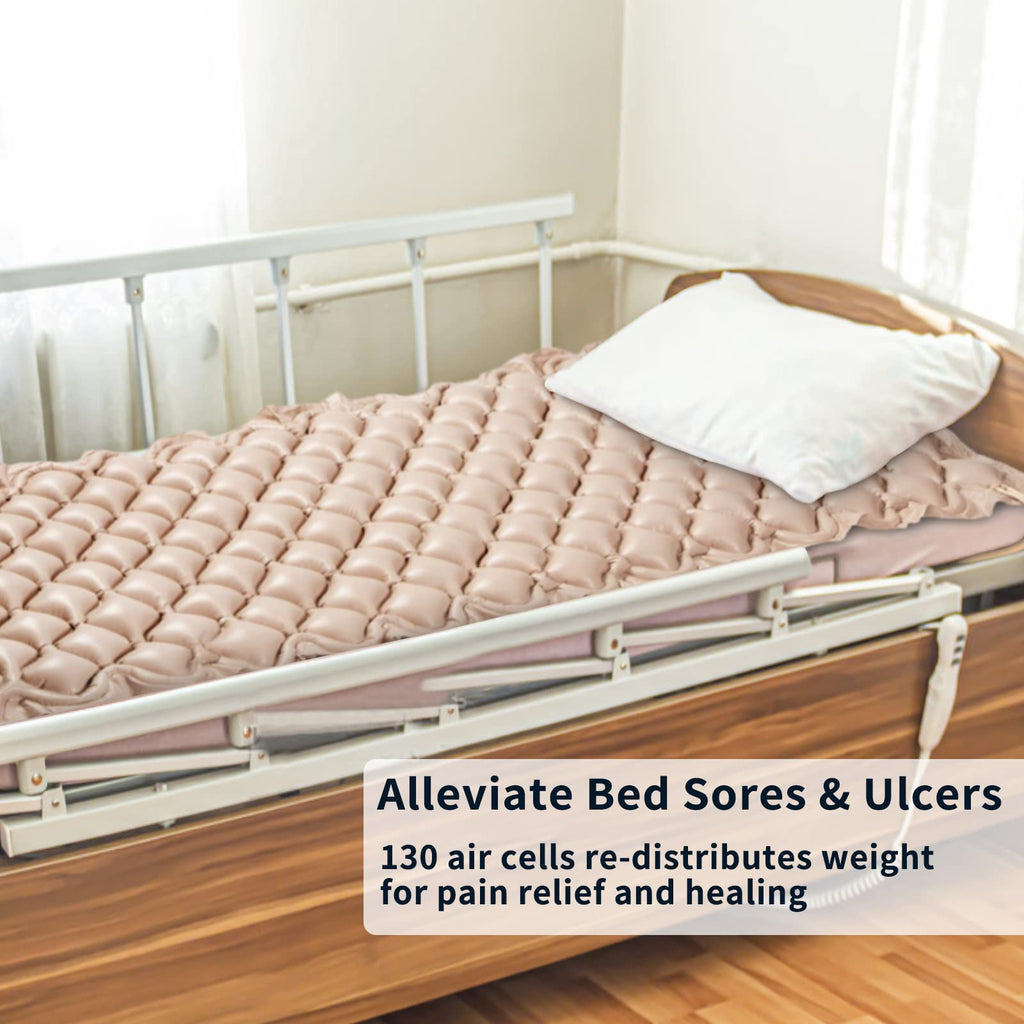 Alternating Air Pressure Mattress Pad for Hospital & Home Use - Relief for Bed Sores, Ulcers - Inflatable Comfort for Bedridden or Limited Mobility Patie - Grey