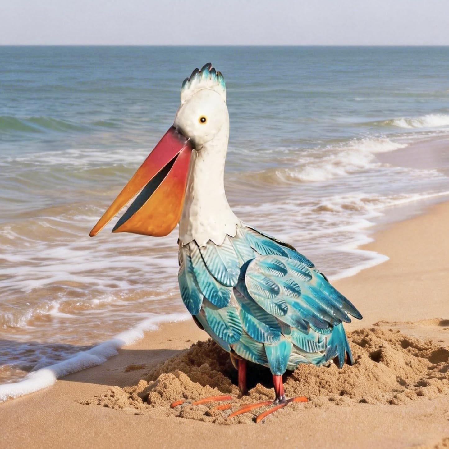 Kircust Pelican Statue Outdoor Bird Sculptures Home Decor Pond Ornaments Metal Yard Art Sculptures for Backyard Porch Patio Pond Decorations