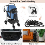 MAMIZO Pet Stroller for Medium Dogs Cats Up to 44 lbs, All-Terrain 3-in-1 Dog Stroller with Detachable Carrier, Rubber Wheels, One-Click Folding, Storage Basket & Cup Holder, for Senior Dogs & Cats