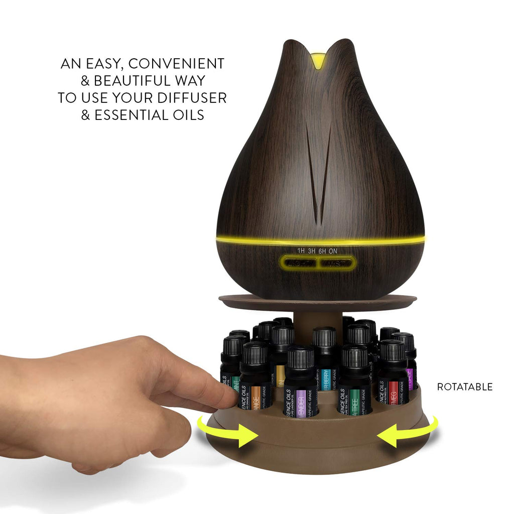Pure Daily Care Aromatherapy Essential Oil Diffuser Gift Set with 20 Oils and Rotating Stand 400ml Ultrasonic Diffuser with 20 Essential Plant Oils - 4 Timers and 7 Ambient Light Settings