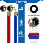 Rubber Washing Machine Hoses With Elbow 4FT,Washing Machine Elbow Hose with 3/4" Connection Supply for Hot and Cold Water Washer Hoses (2 Packs),Universal Fit for All Standard Wash Machines-by MIFLUS