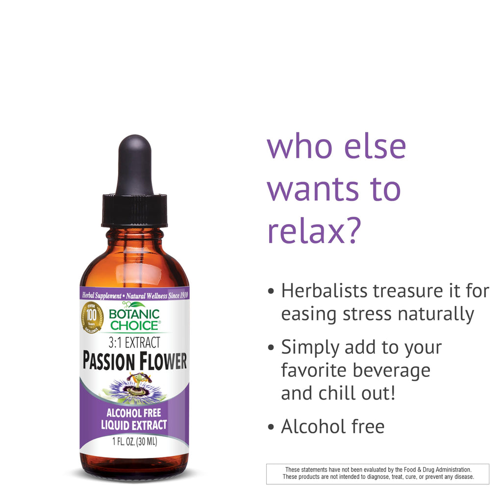 Botanic Choice Passion Flower Liquid Extract - Alcohol-Free Herbal Supplement, Traditional Support for Relaxation - 1 Fl. Oz 2 Pack