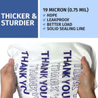 Bagtron Thank You T-Shirt Carry-Out Bags, Disposable Plastic Bags with Handles for Shopping and Restaurant, 1/5 Barrel, 0.75 Mils, White/Blue, 13" x 8" x 23" Large, 500 Count