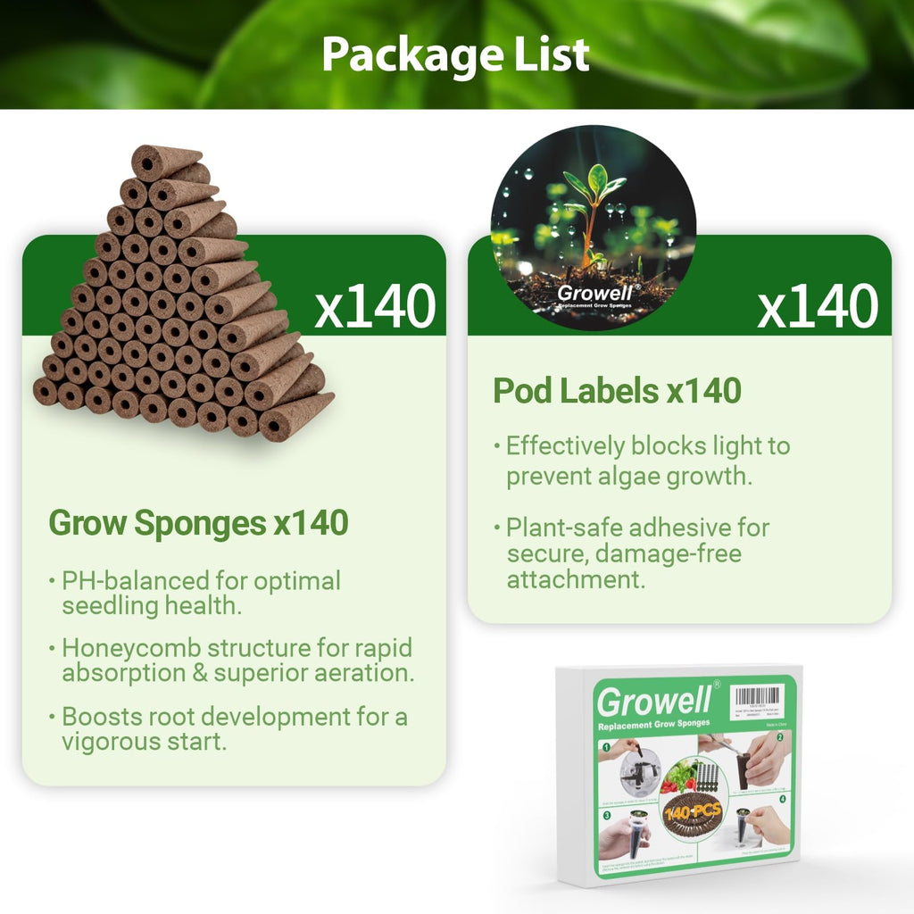 Growell 280Pcs Hydroponic Pods Kit, Seed Starter Refill for Indoor Garden