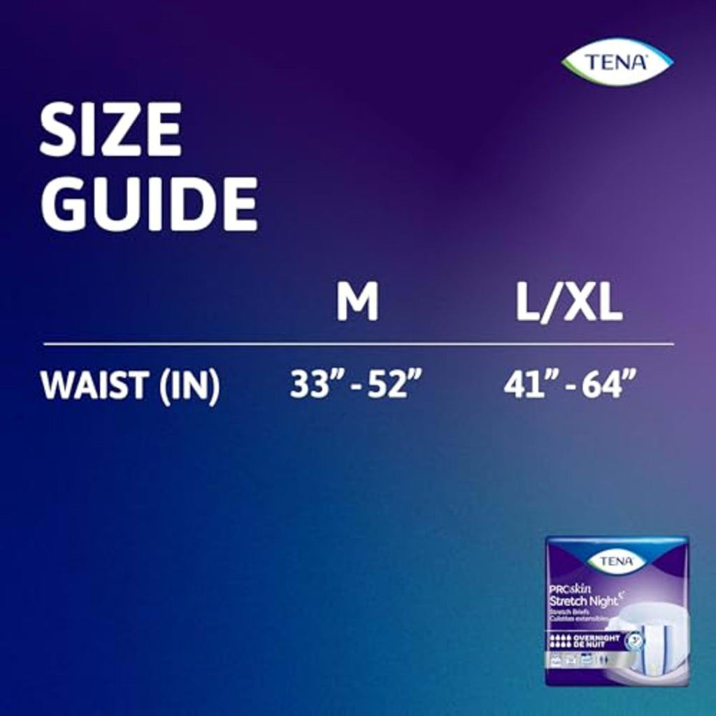 Tena ProSkin Overnight Incontinence Adult Diaper for Women & Men, Stretch Brief, Large/Extra Large, 48 Count (4 Packs of 12), Packaging May Vary