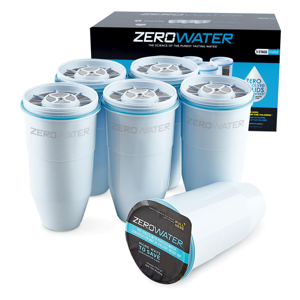 ZeroWater Official Replacement Water Filter Removes PFOA/PFOS 6-Pack