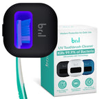 Bril UV-C Toothbrush Sanitizer and Holder – Wall Mounted, Rechargeable, 30-Day Battery, Magnetic Mount, Fits Electric and Manual Brushes, Portable Travel Case, Auto-Shutoff – Black