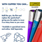 Clipper - Classic Large Reusable Lighter - Iconic Premium Refillable Lighters Bulk Pack - Replace Butane, Flint, and Spark Wheel for Unlimited Lights - 48 Pack - Zig-Zag Design