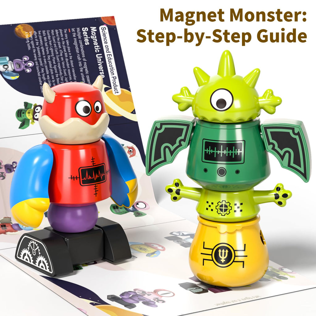 BLmukce Magnetic Robot Toy for Kids 3-5, 35 PCS STEM Educational Playset with Storage Box, DIY Stacking Monster Robots, Kids Creative Alien Toys Gift for Boys Girls (Christmas Birthday)