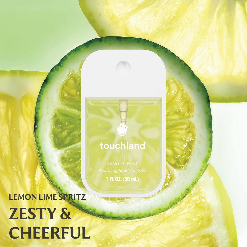 Touchland Hydrating Hand Sanitizer Spray – Fresh 5 Set (Frosted Mint, Citrus Grove, Lemon Lime, Aloe You, Wild Watermelon) – 5 x 1 FL OZ Travel Size Mists