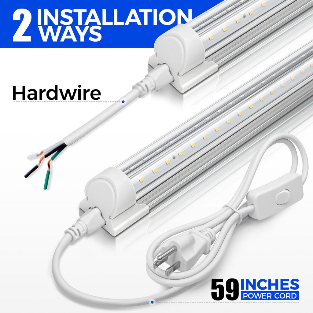 Barrina LED Shop Light 2FT, 20W 3000LM 6500K, T8 LED Light Fixture, Clear Cover, Ceiling and Utility Linkable Tube Lights for Room, Garage, Workbench, Warehouse, 2 Packs