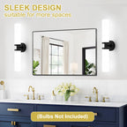 Wall Sconces Set of Two, Matte Black Bathroom Sconces Wall Lighting with Milky White Glass, Hardwired Modern Sconces Wall Decor Set of 2 Bathroom Light Fixtures for Mirror Living Room Hallway Bedroom