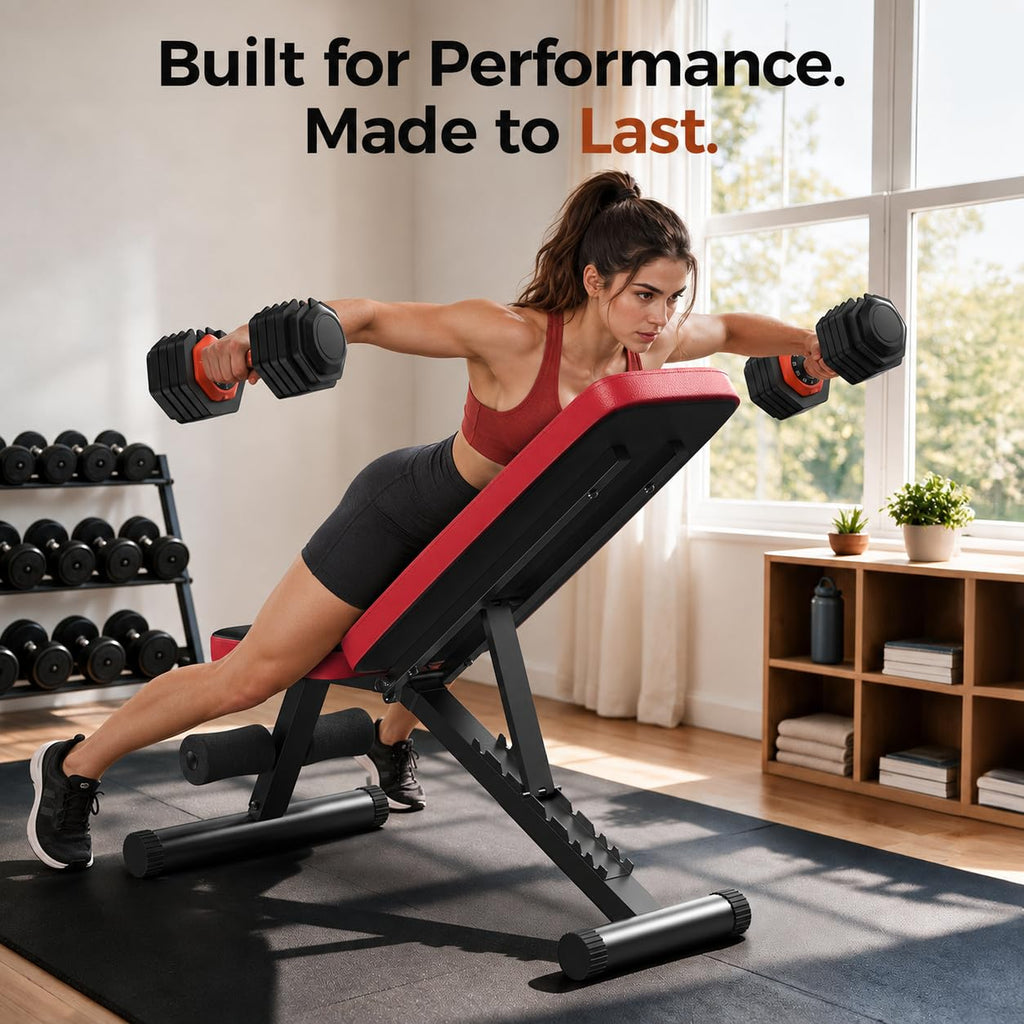 NICEPEOPLE Adjustable Weight Bench for Home Gym, 660LBS Capacity Workout Bench with 8 Backrests for Chest Shoulders Arms, Compact and Foldable Strength Bench for Small Space Apartment Room